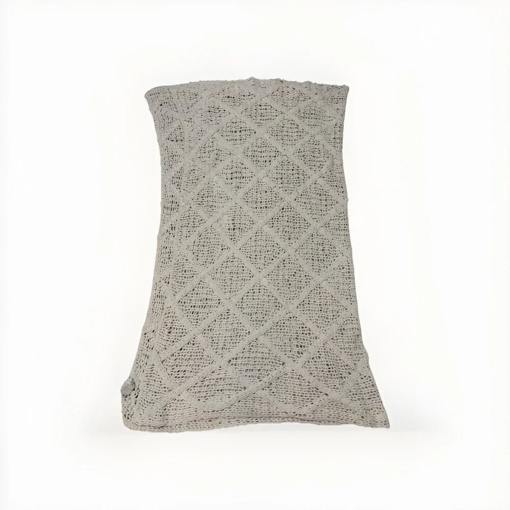 Pottery Barn Handknit Throw Blanket ~ White 54